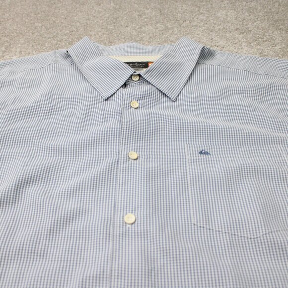 Quiksilver Waterman Shirt Mens 2XL XXL Blue/White Polynosic/Polyester S/S Button - Picture 5 of 14